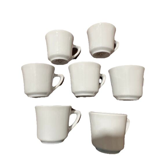 Vtg Rego Restaurant Diner Coffee Tea Mug Cup Espresso Porcelain White Set 7 - Picture 4 of 6